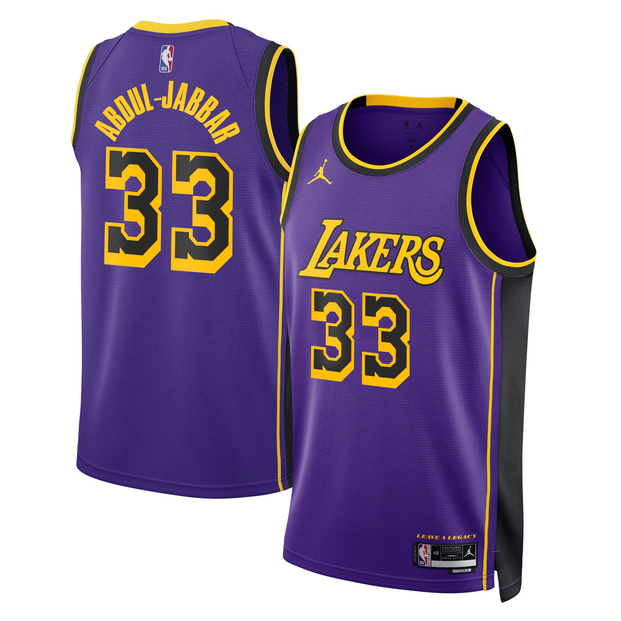 Men Los Angeles Lakers #33 Abdul-Jabbar Purple 2025 Jordan Edition Swingman NBA Jersey